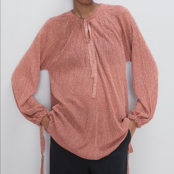 ZARA Knit Top with Tie Details - Picture 1 of 6